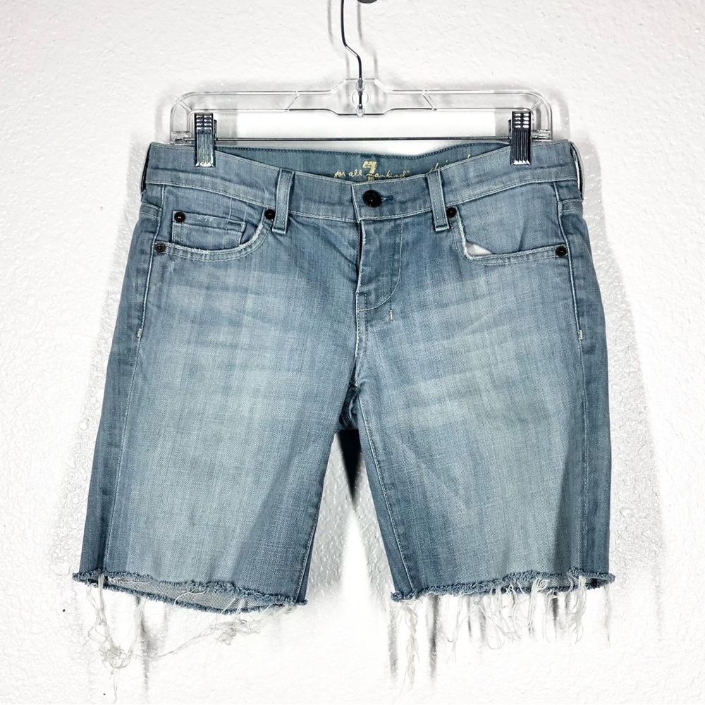 7 For All Mankind Dojo Short Light Wash Raw Hem 30